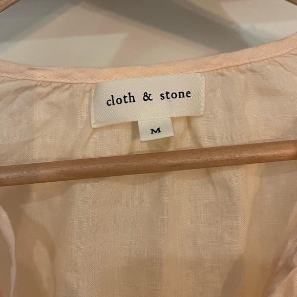 Cloth & Stone by Anthropologie 100% Linen Peach V-Neck Blouse - Picture 3 of 4